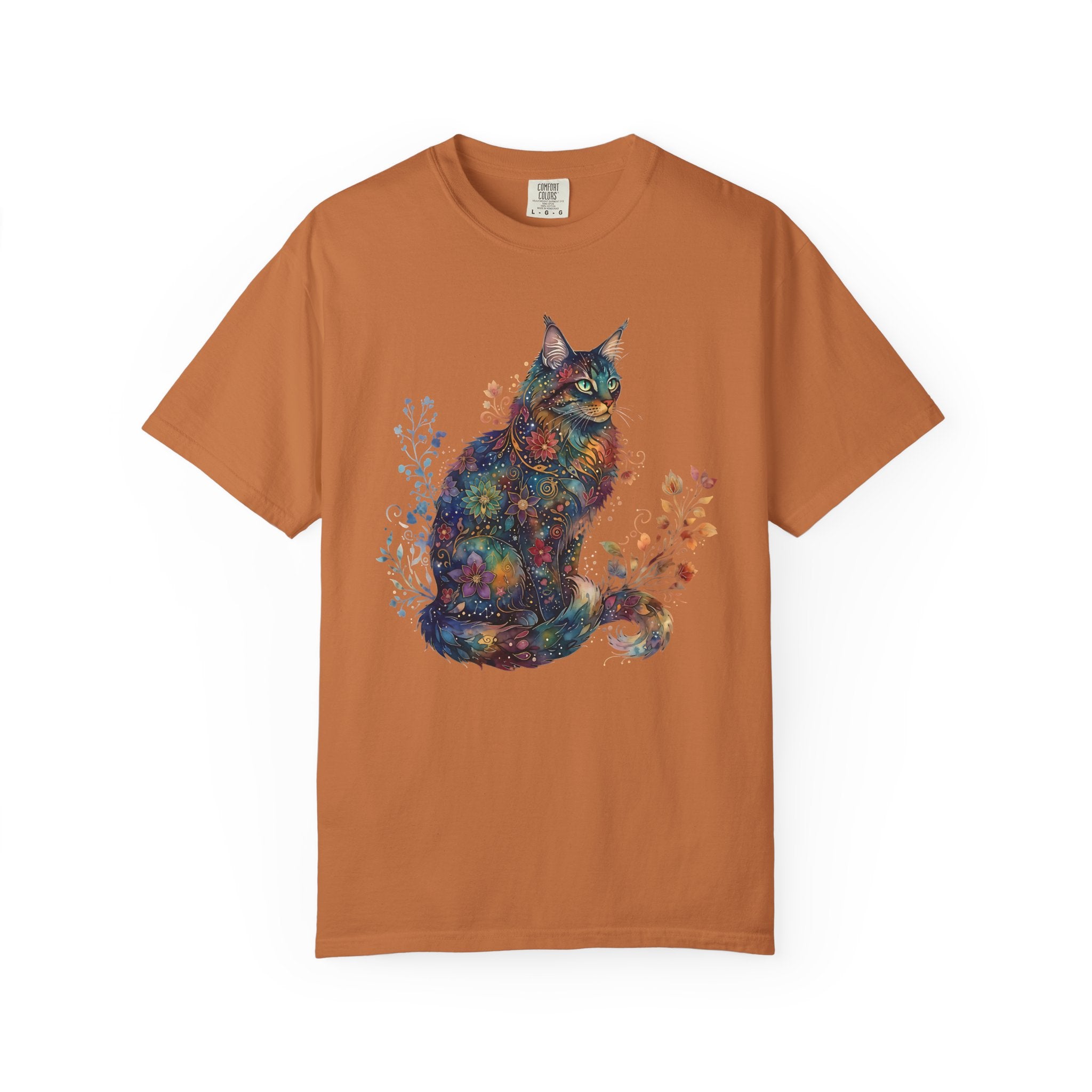 Mystical Floral Cat Art Galaxy Pattern Design [Comfort Colors]