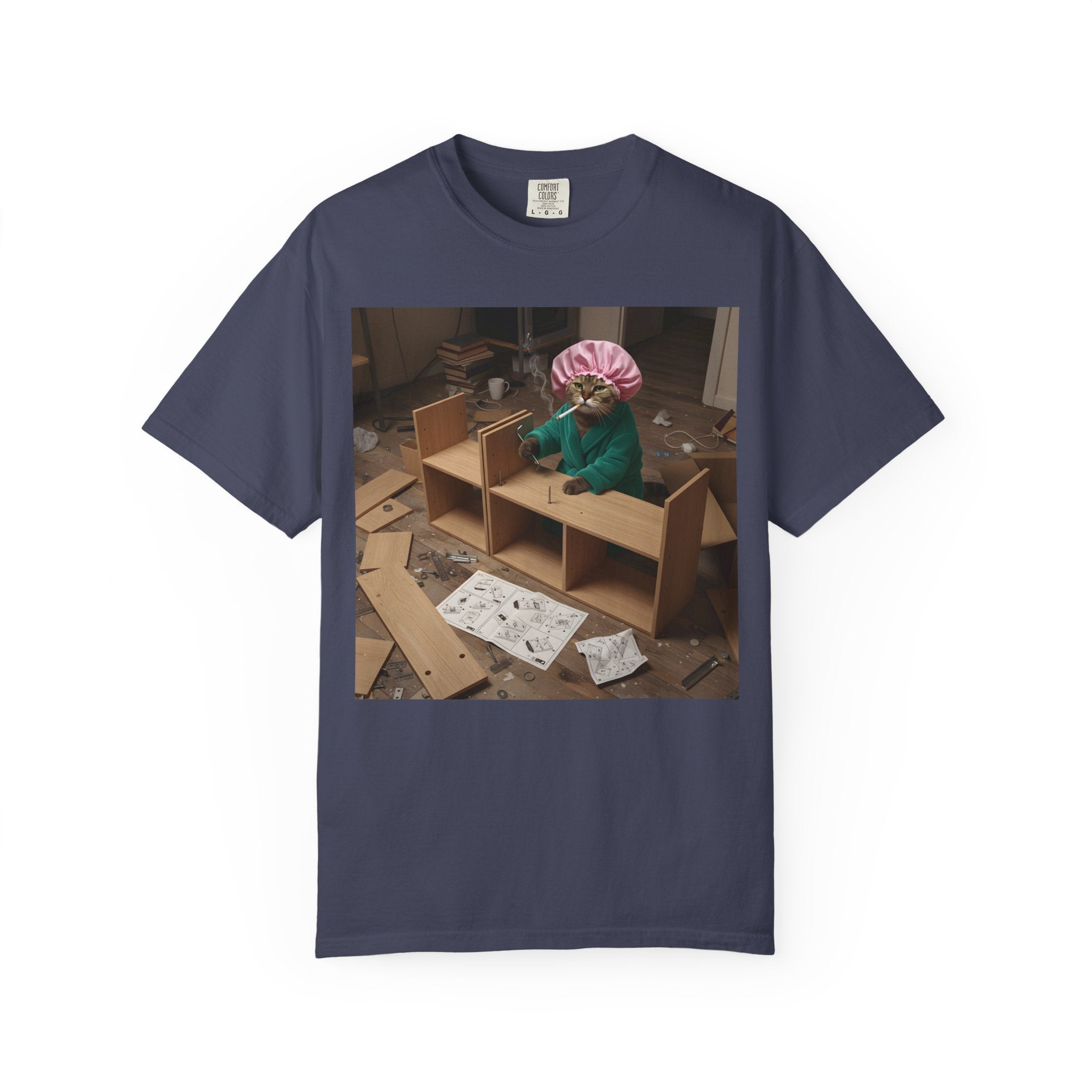 Stressed Cat Assembling Furniture [Comfort Colors]