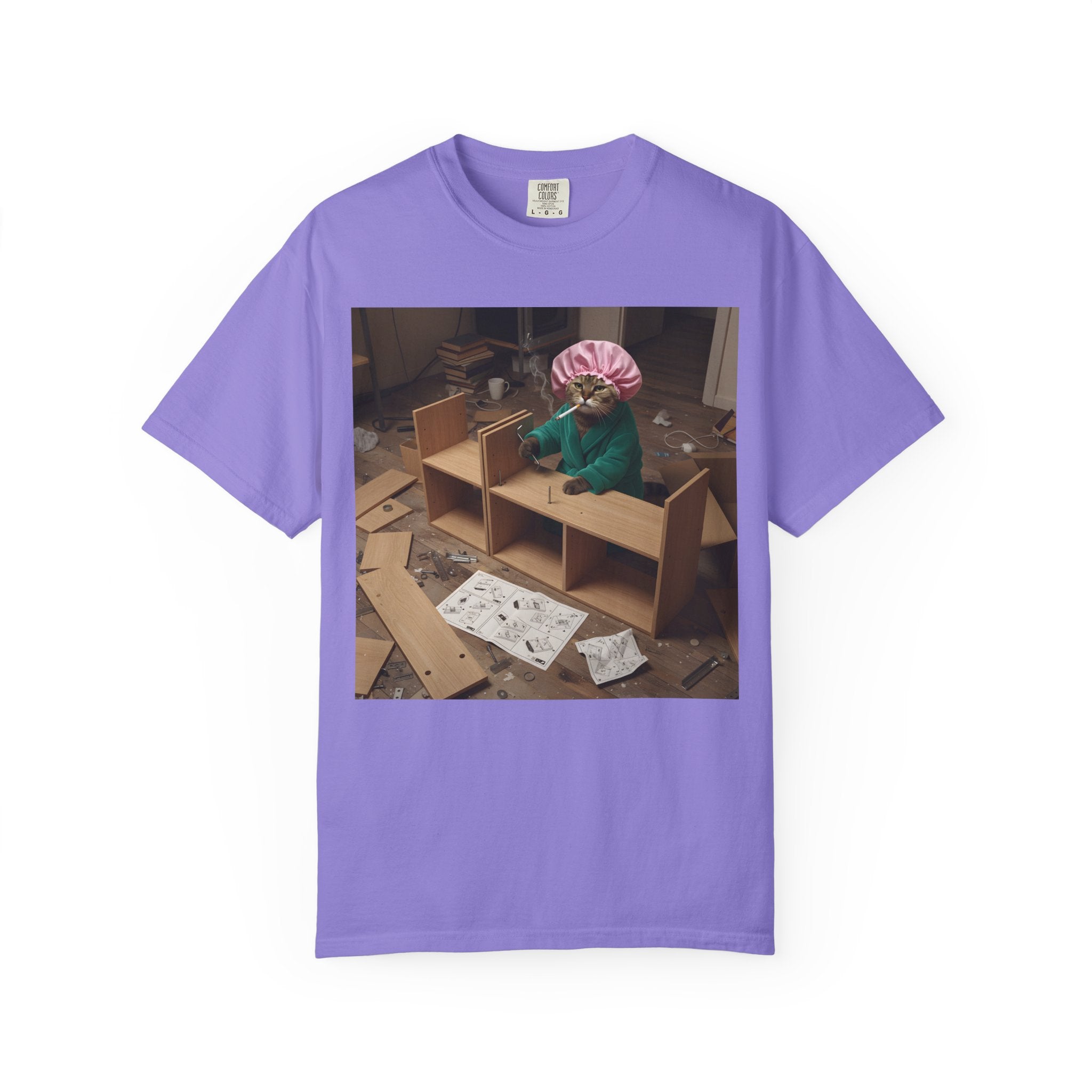 Stressed Cat Assembling Furniture [Comfort Colors]