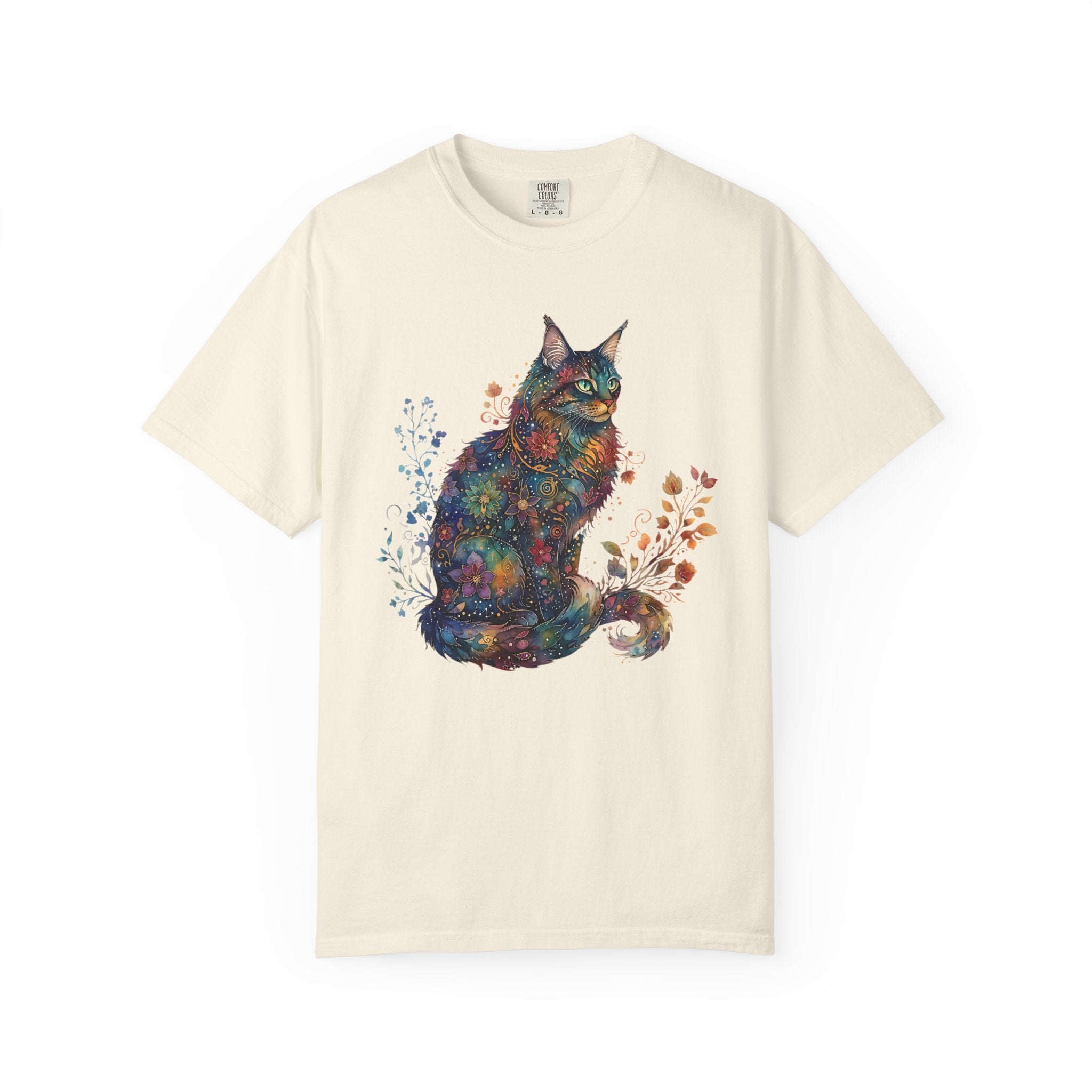 Mystical Floral Cat Art Galaxy Pattern Design [Comfort Colors]
