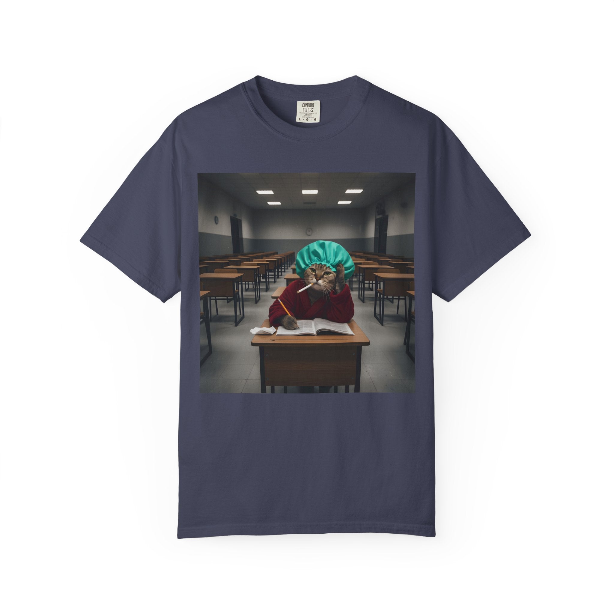 Bored Cat Student in Classroom [Comfort Colors]