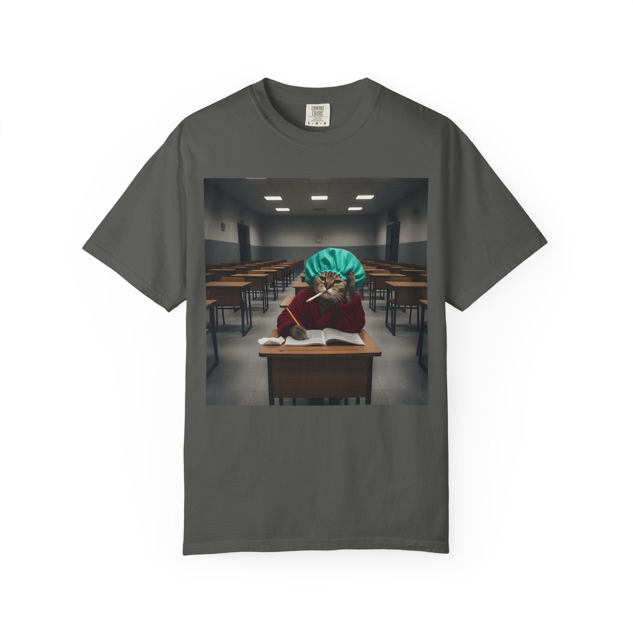 Bored Cat Student in Classroom [Comfort Colors]