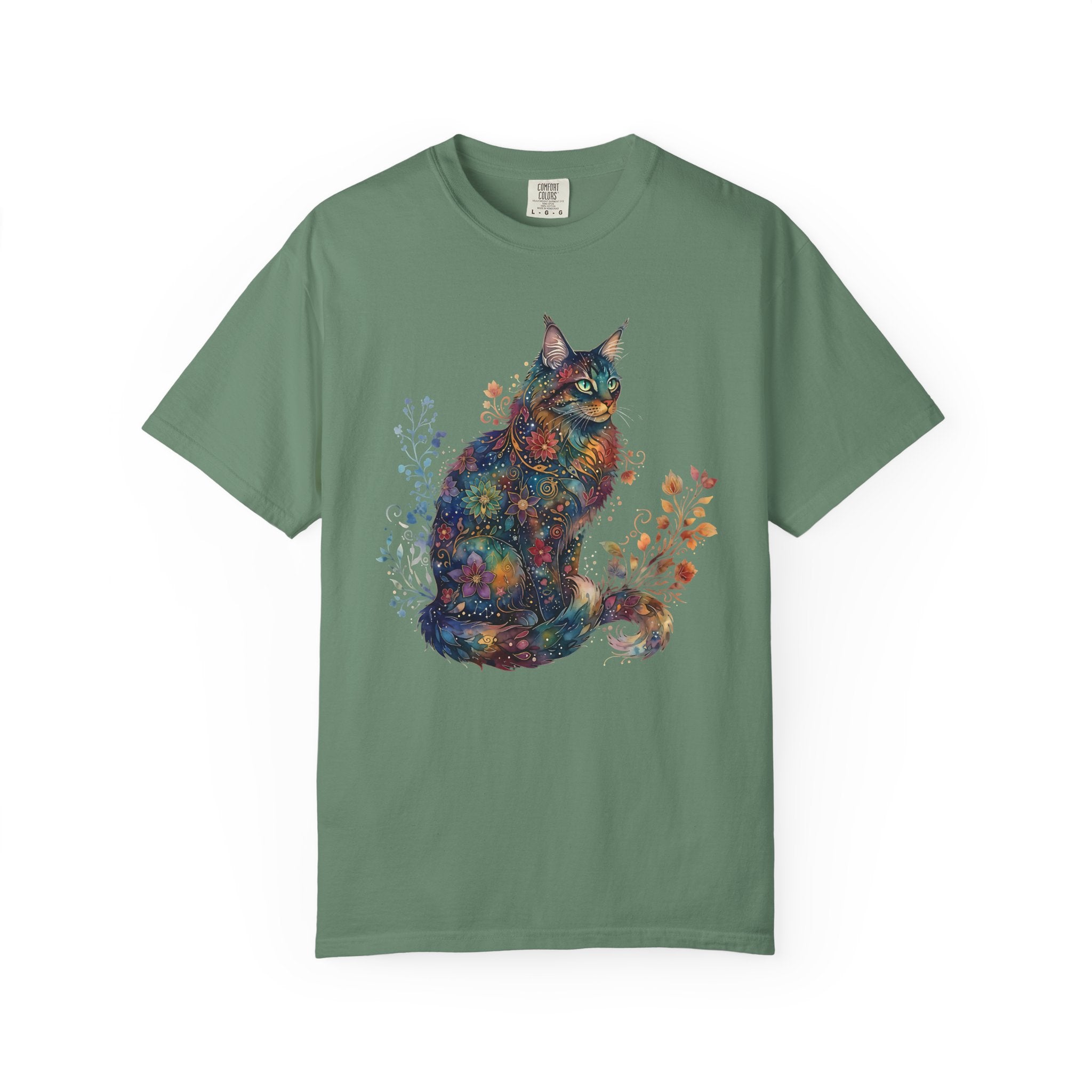 Mystical Floral Cat Art Galaxy Pattern Design [Comfort Colors]
