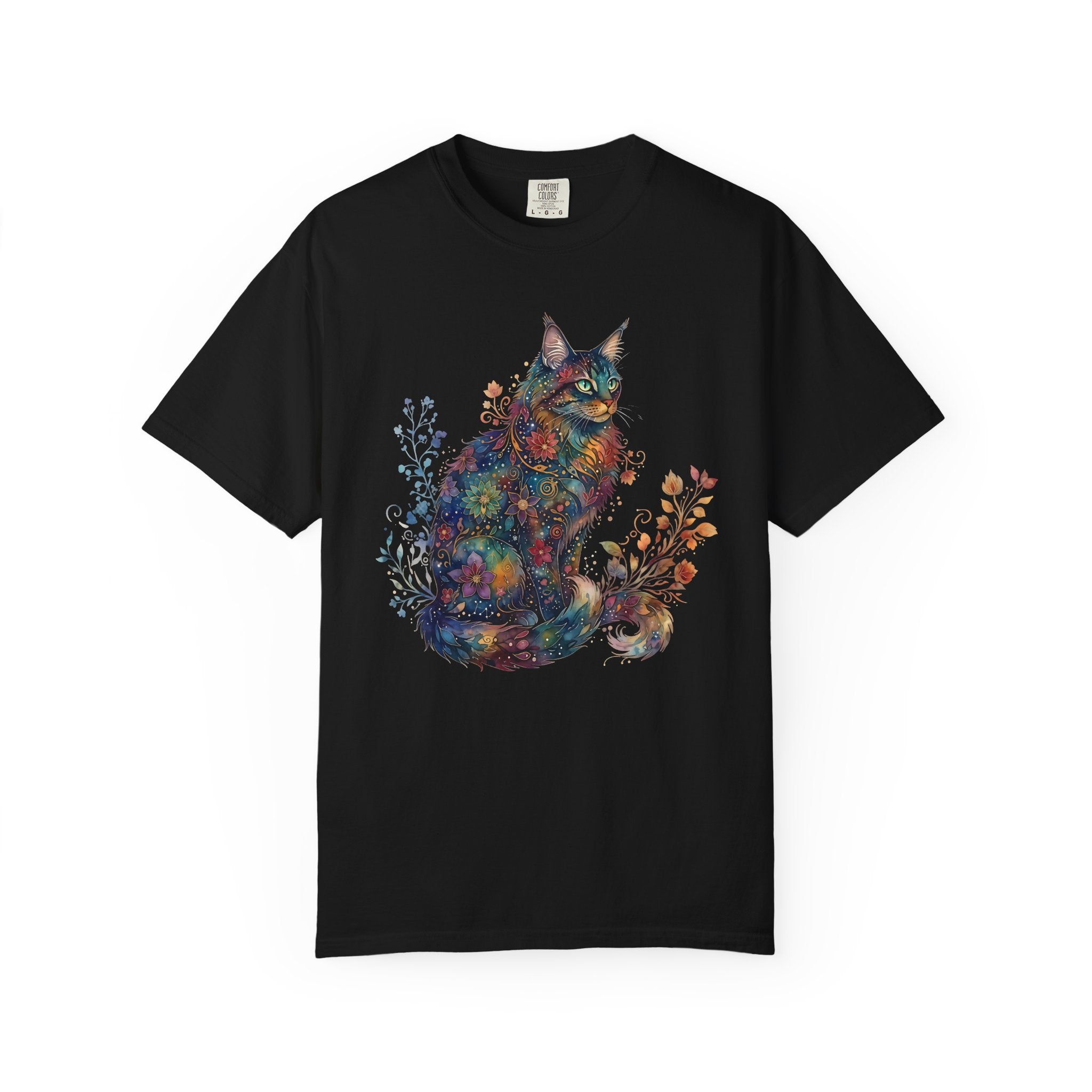 Mystical Floral Cat Art Galaxy Pattern Design [Comfort Colors]