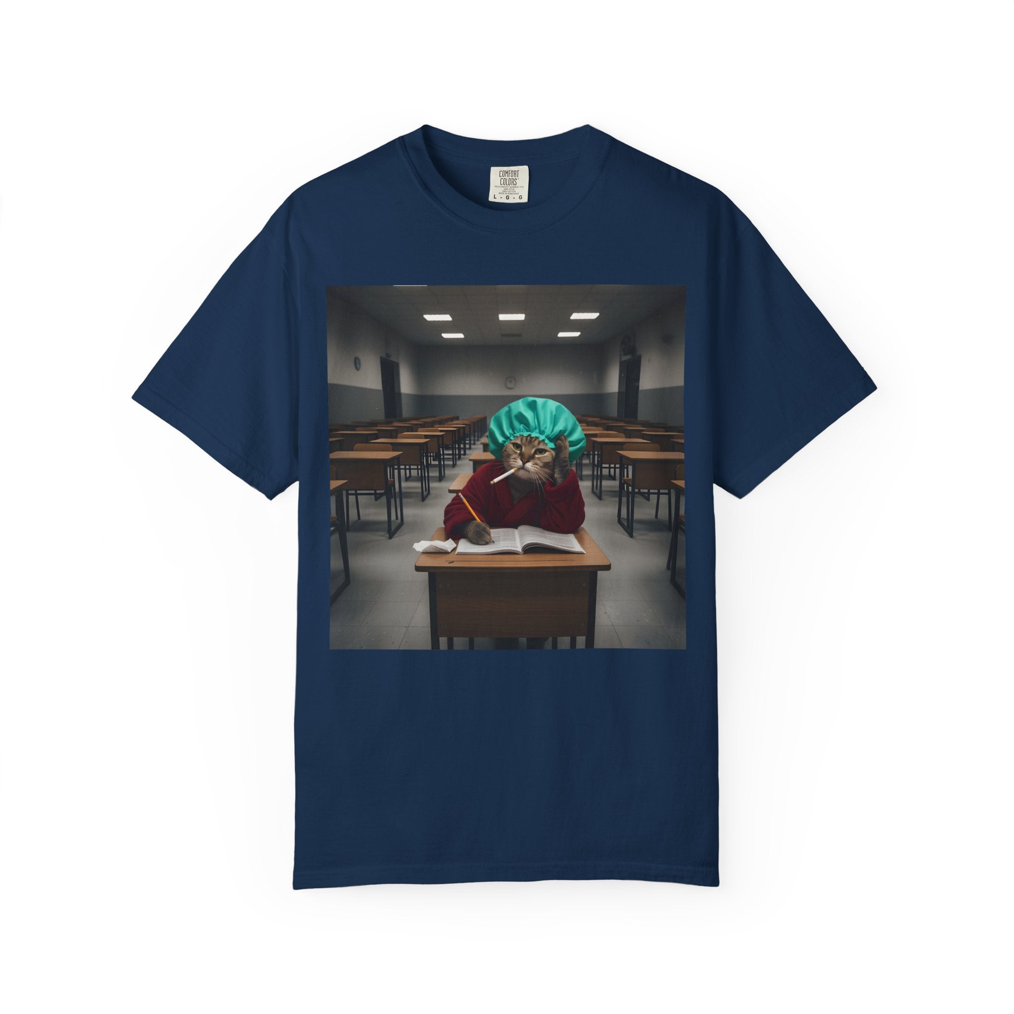 Bored Cat Student in Classroom [Comfort Colors]