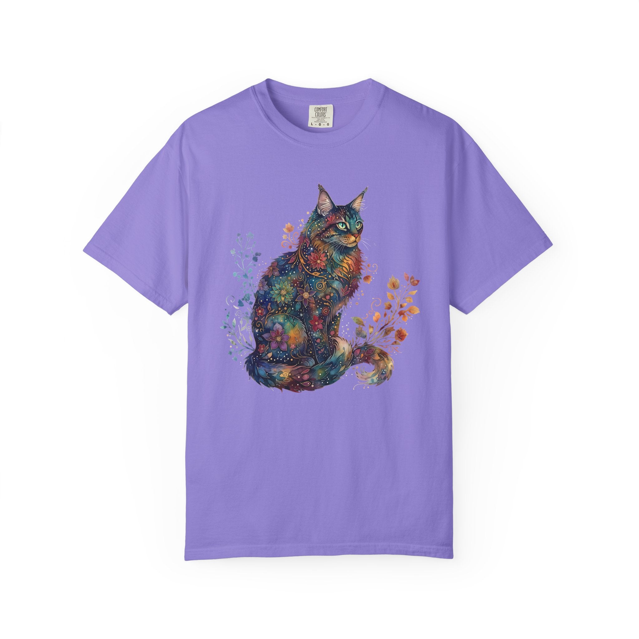 Mystical Floral Cat Art Galaxy Pattern Design [Comfort Colors]
