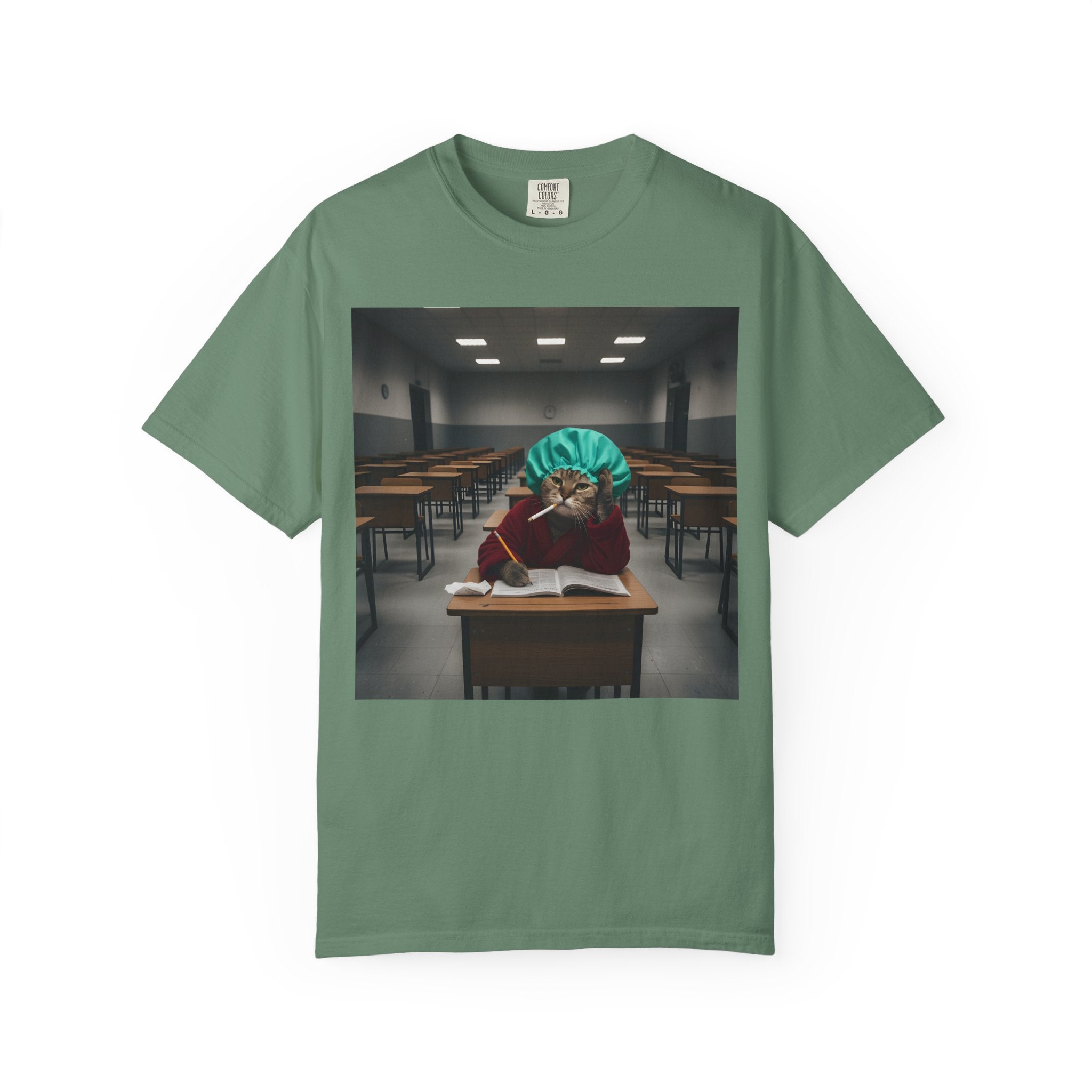 Bored Cat Student in Classroom [Comfort Colors]