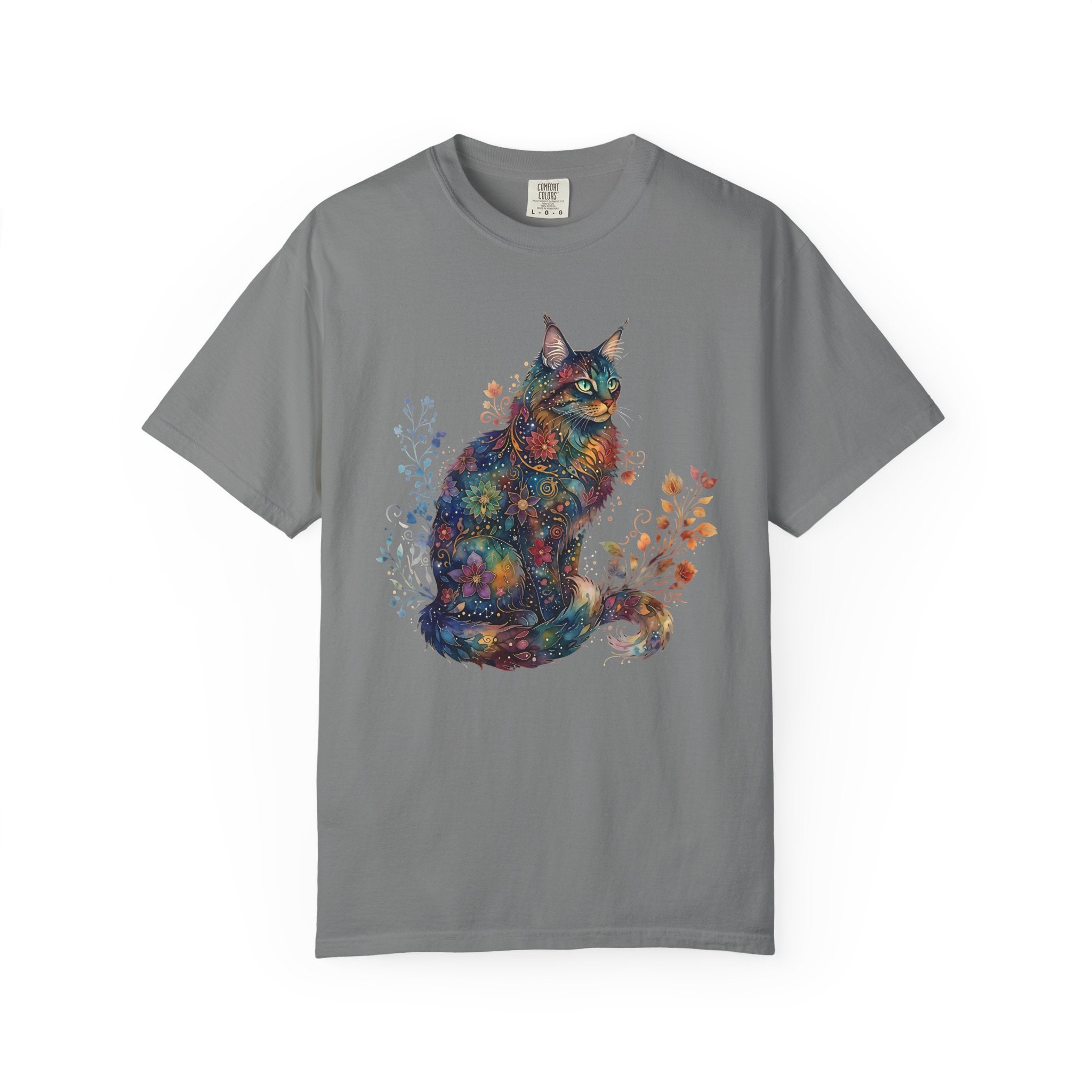 Mystical Floral Cat Art Galaxy Pattern Design [Comfort Colors]