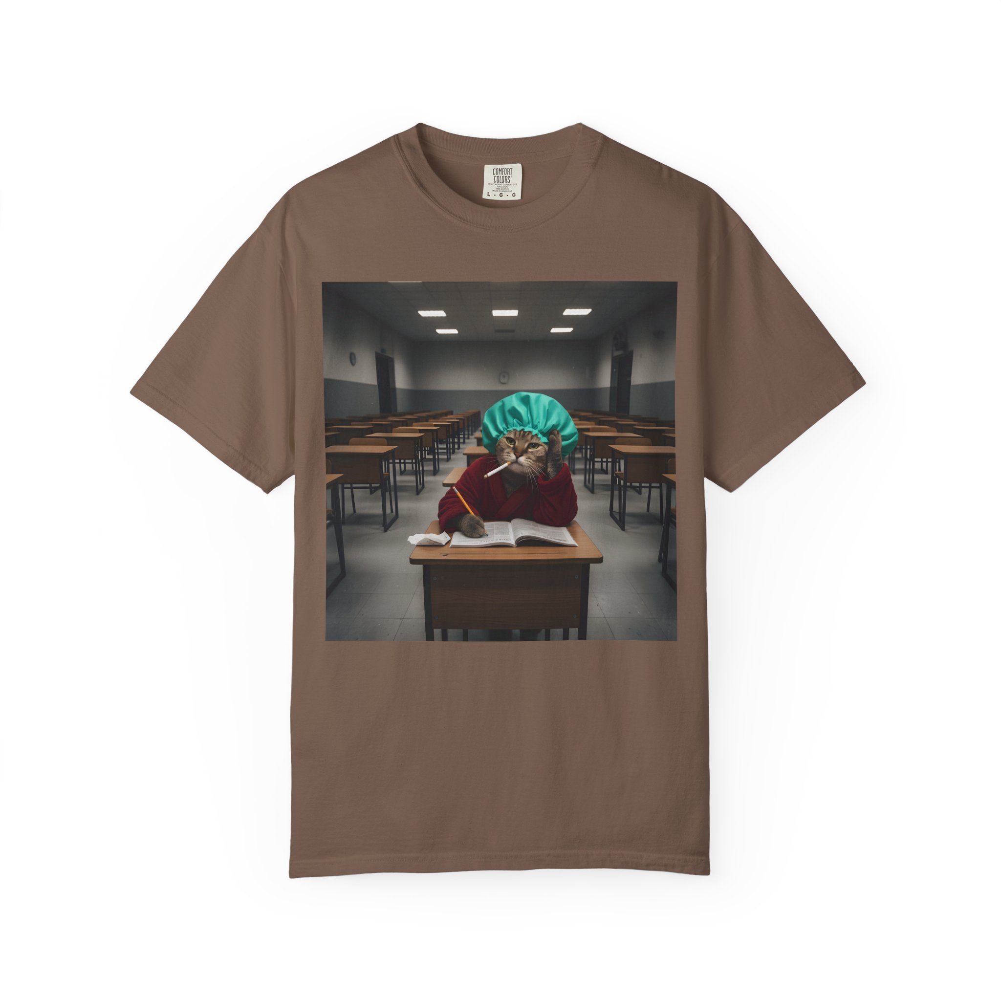 Bored Cat Student in Classroom [Comfort Colors]