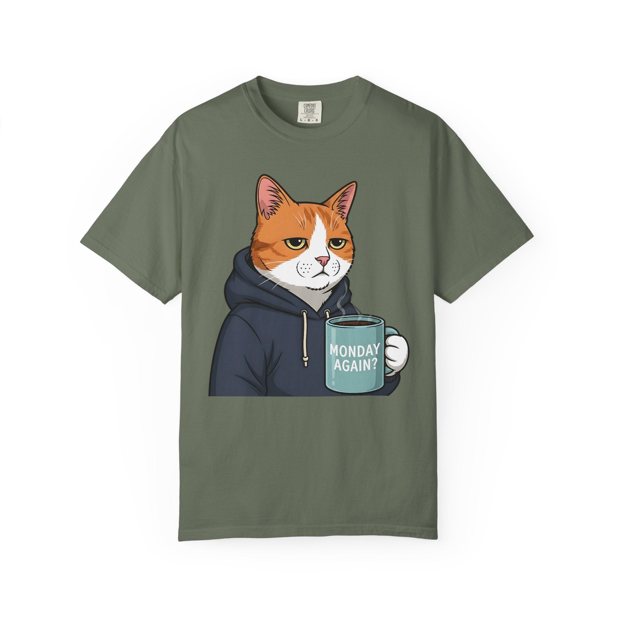 Tired Cat Monday Morning Coffee [Comfort Colors]