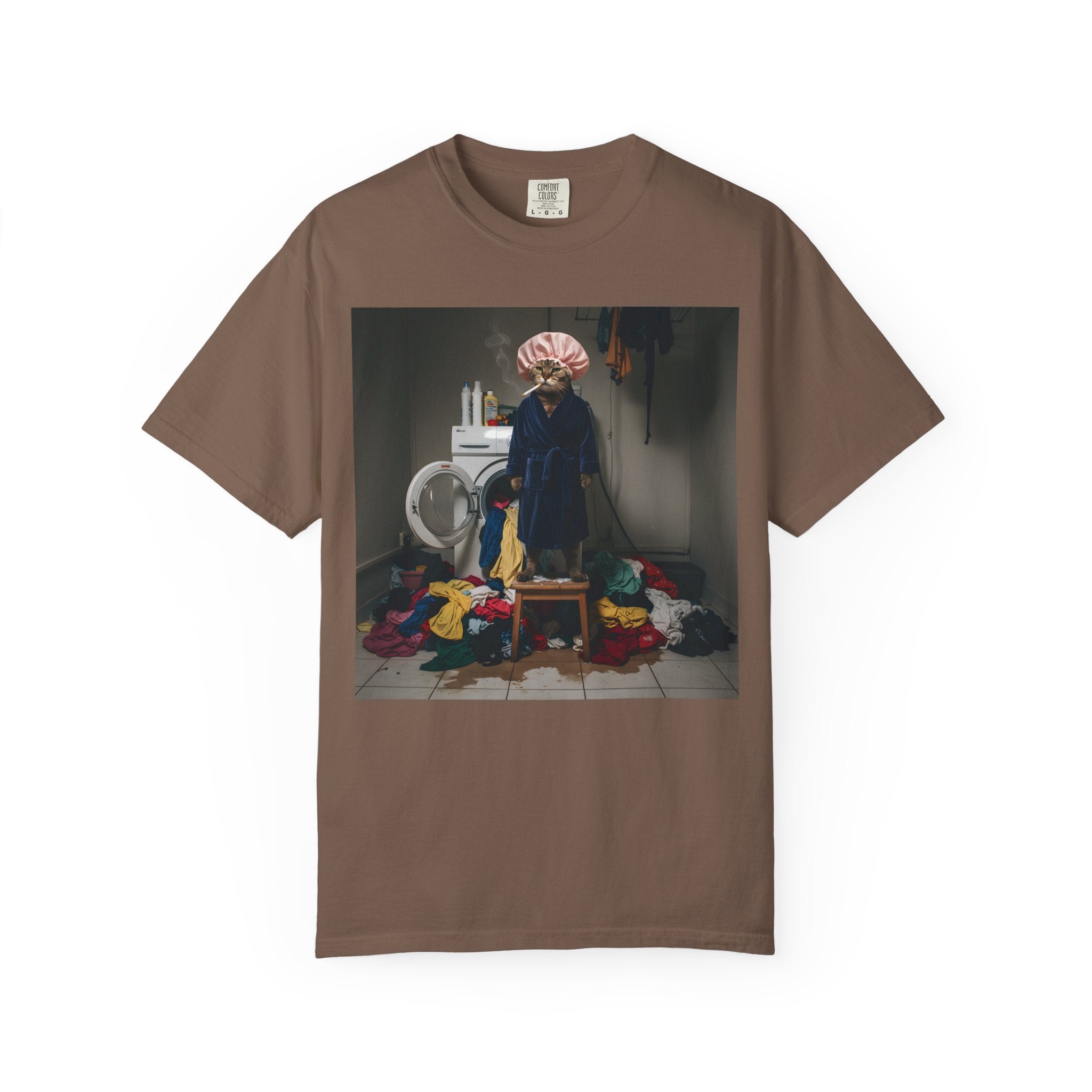 Overwhelmed Cat Doing Laundry [Comfort Colors]