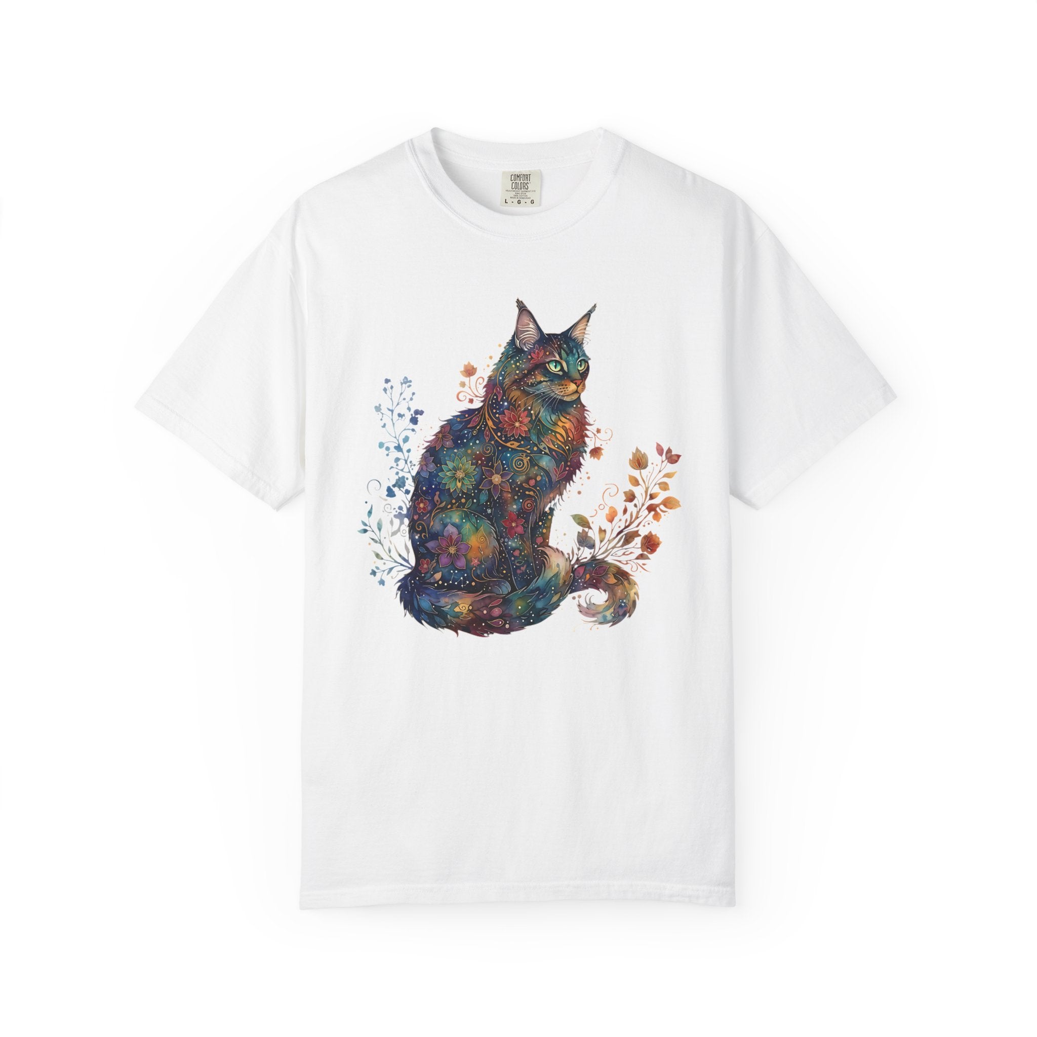 Mystical Floral Cat Art Galaxy Pattern Design [Comfort Colors]