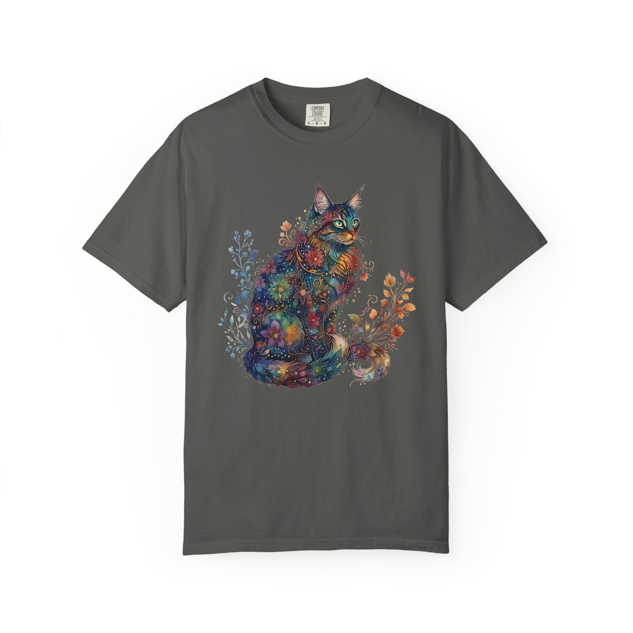 Mystical Floral Cat Art Galaxy Pattern Design [Comfort Colors]