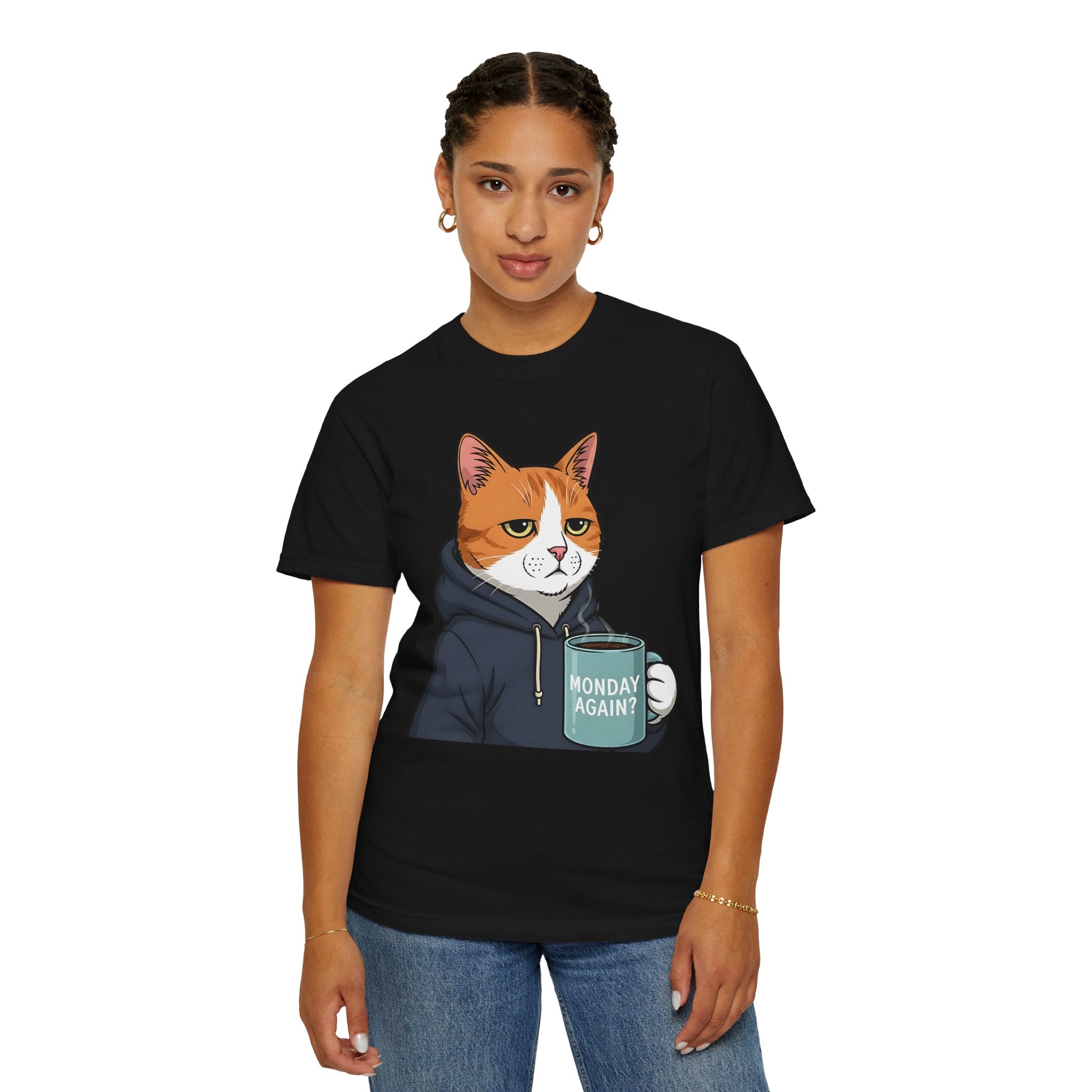 Tired Cat Monday Morning Coffee [Comfort Colors]