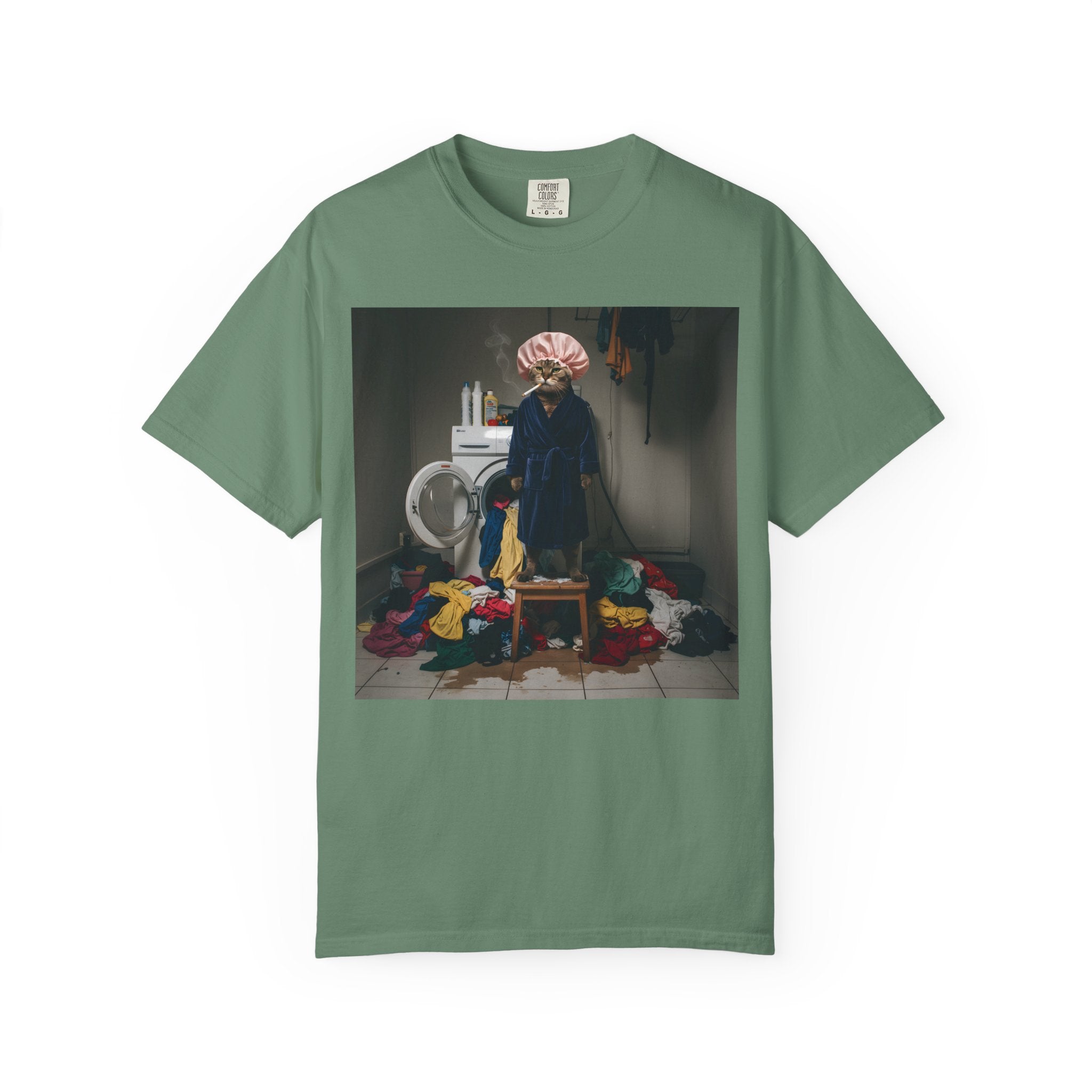 Overwhelmed Cat Doing Laundry [Comfort Colors]