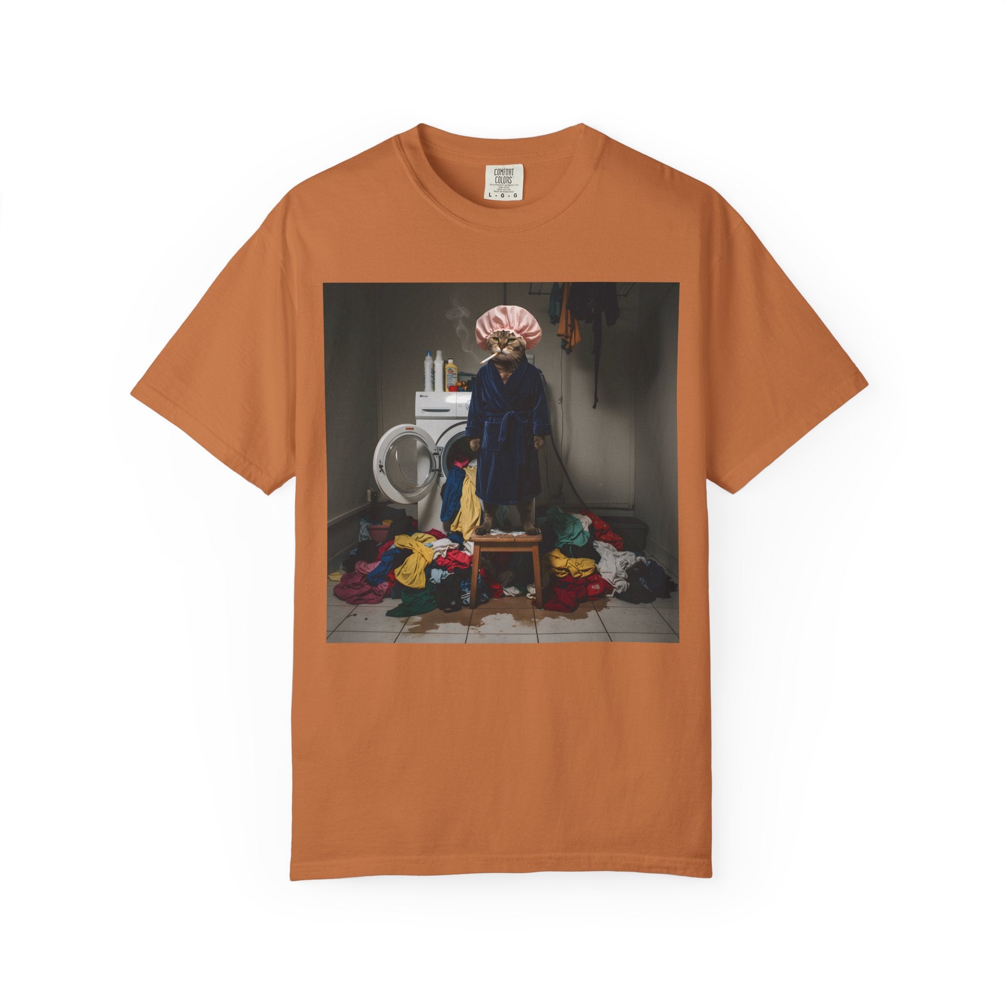 Overwhelmed Cat Doing Laundry [Comfort Colors]