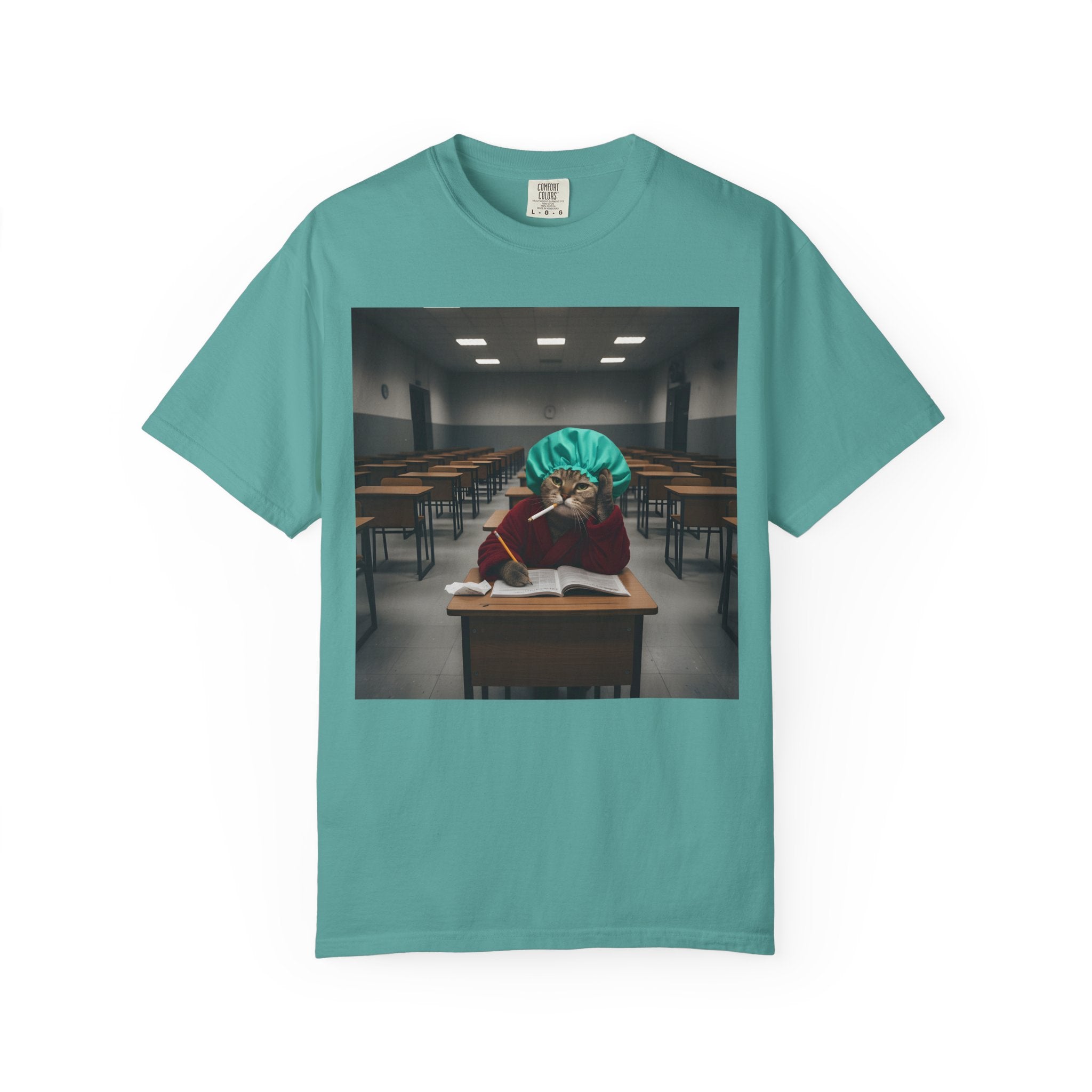 Bored Cat Student in Classroom [Comfort Colors]