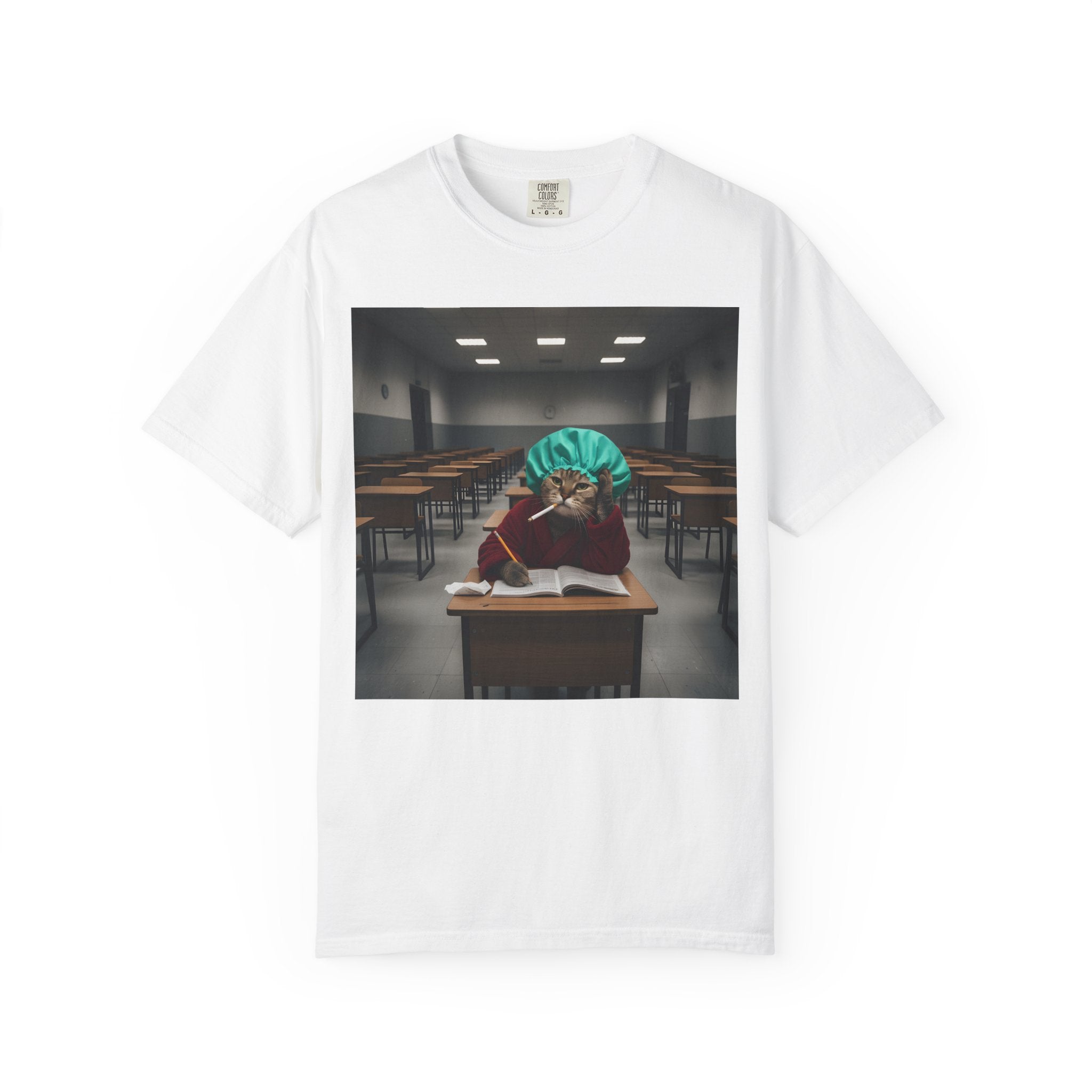 Bored Cat Student in Classroom [Comfort Colors]