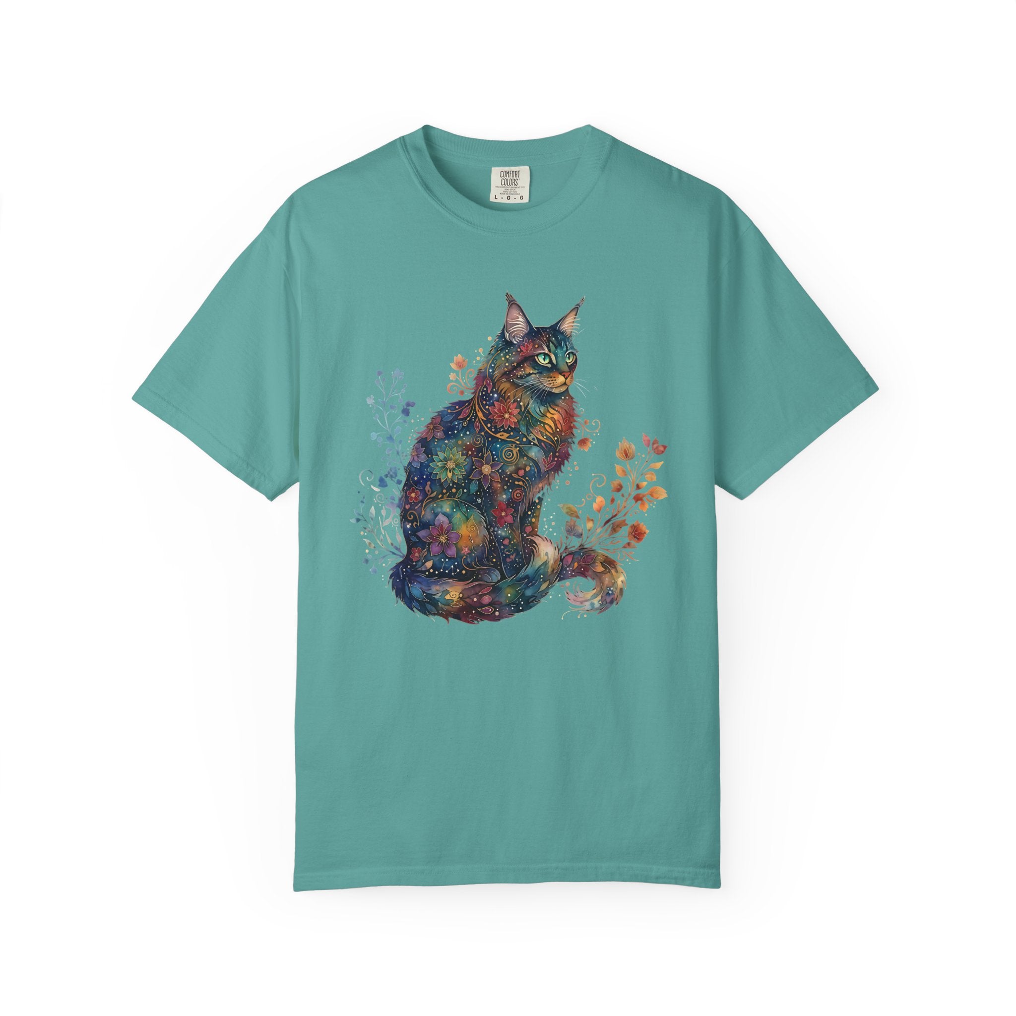 Mystical Floral Cat Art Galaxy Pattern Design [Comfort Colors]