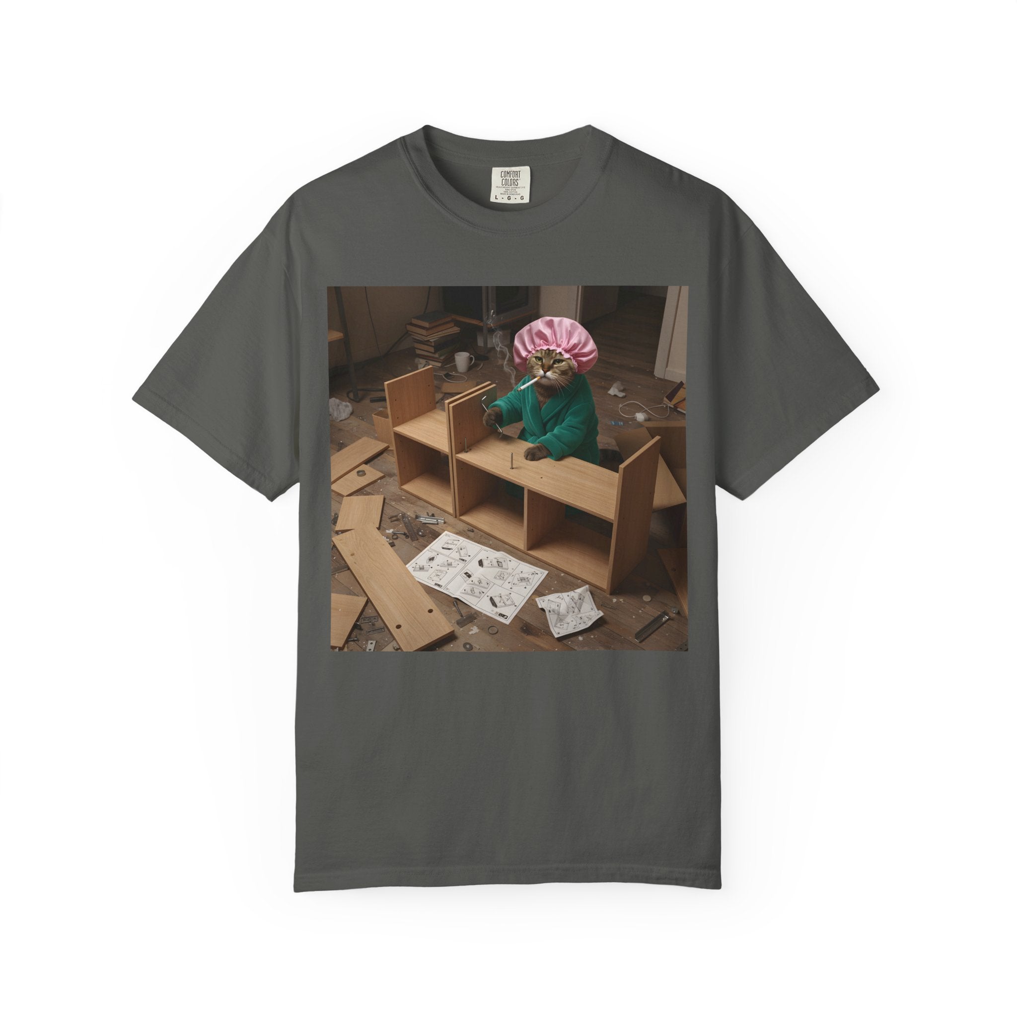 Stressed Cat Assembling Furniture [Comfort Colors]
