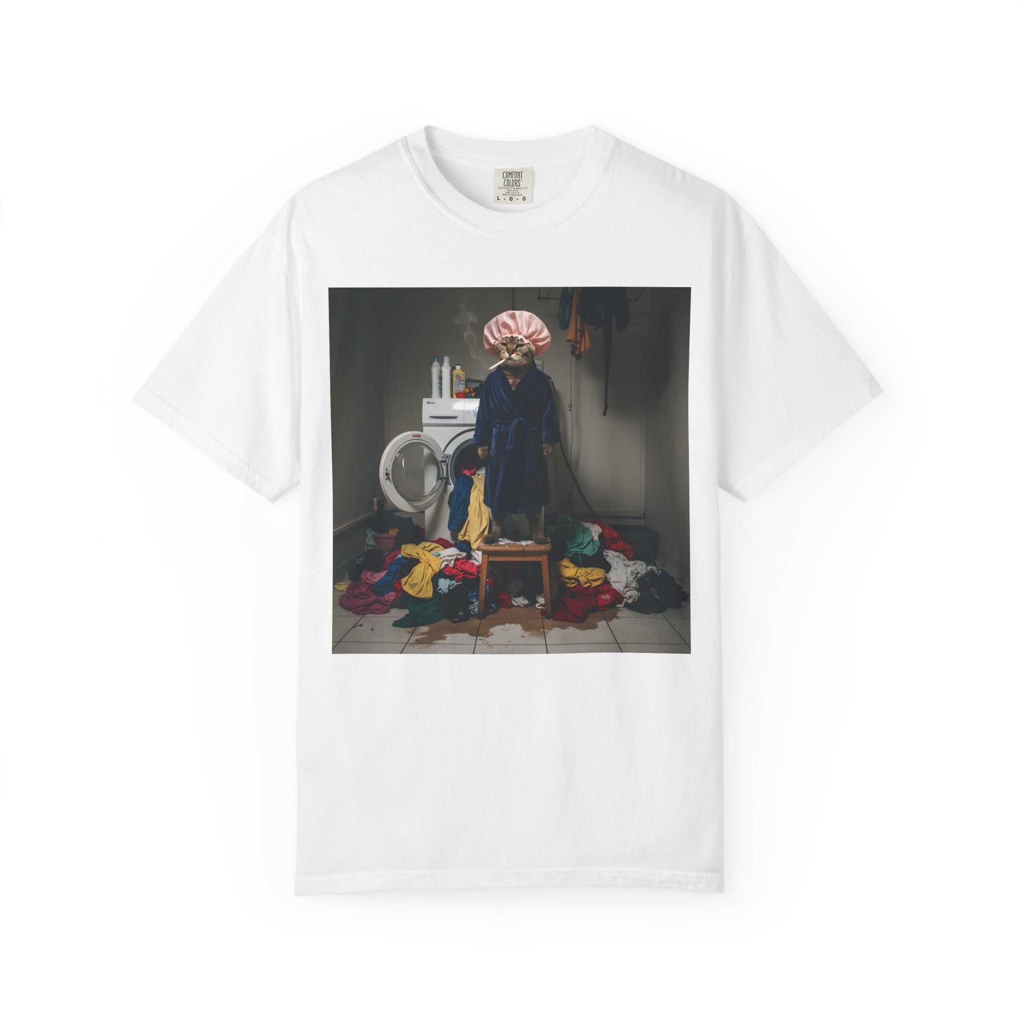 Overwhelmed Cat Doing Laundry [Comfort Colors]