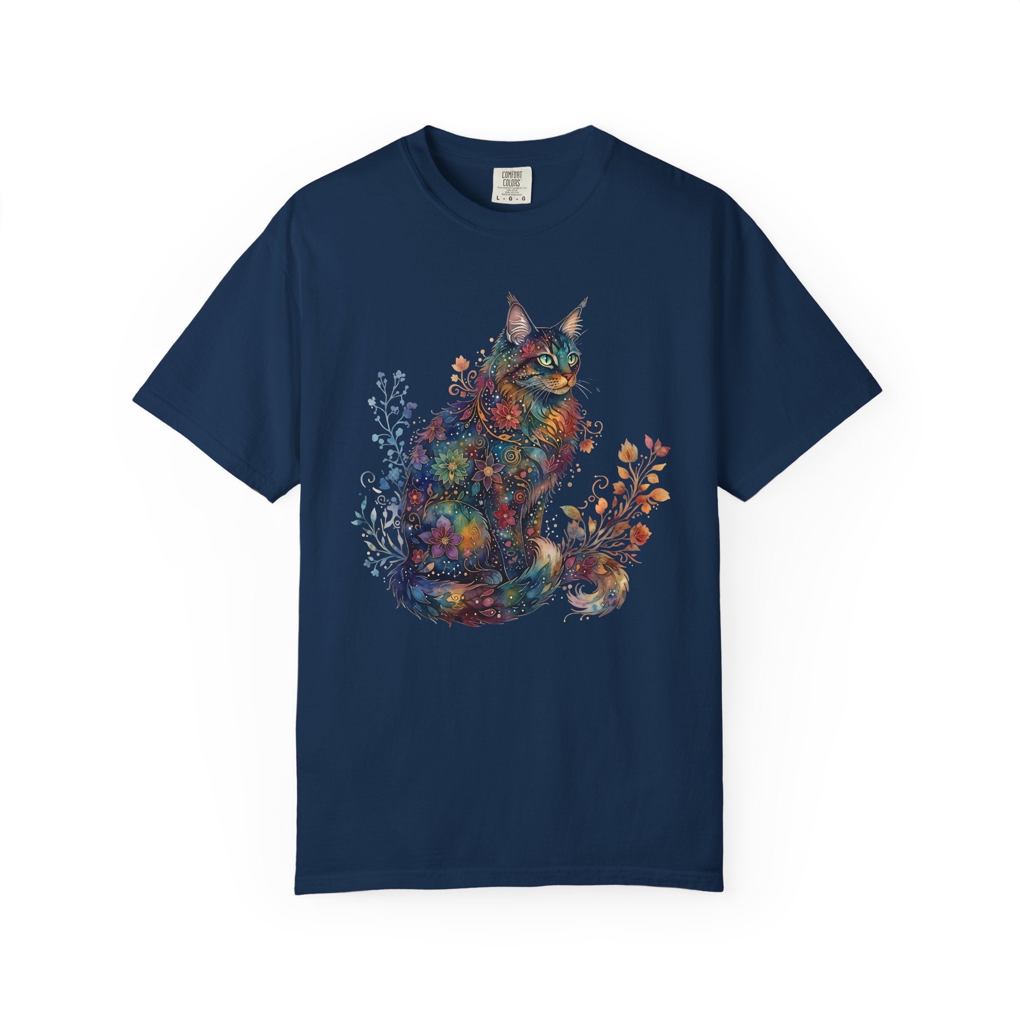 Mystical Floral Cat Art Galaxy Pattern Design [Comfort Colors]