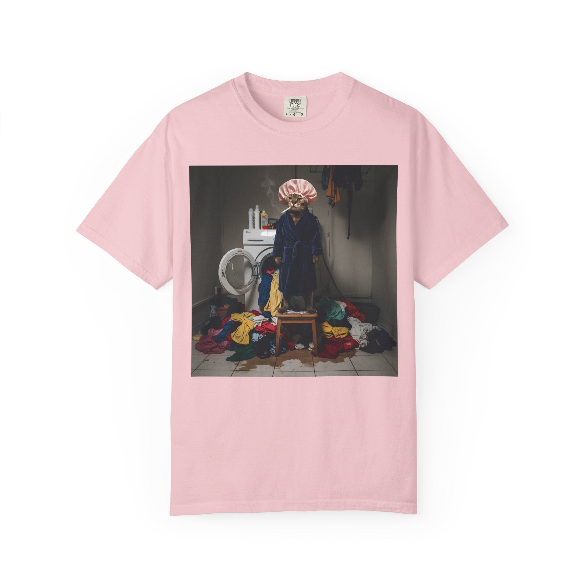 Overwhelmed Cat Doing Laundry [Comfort Colors]