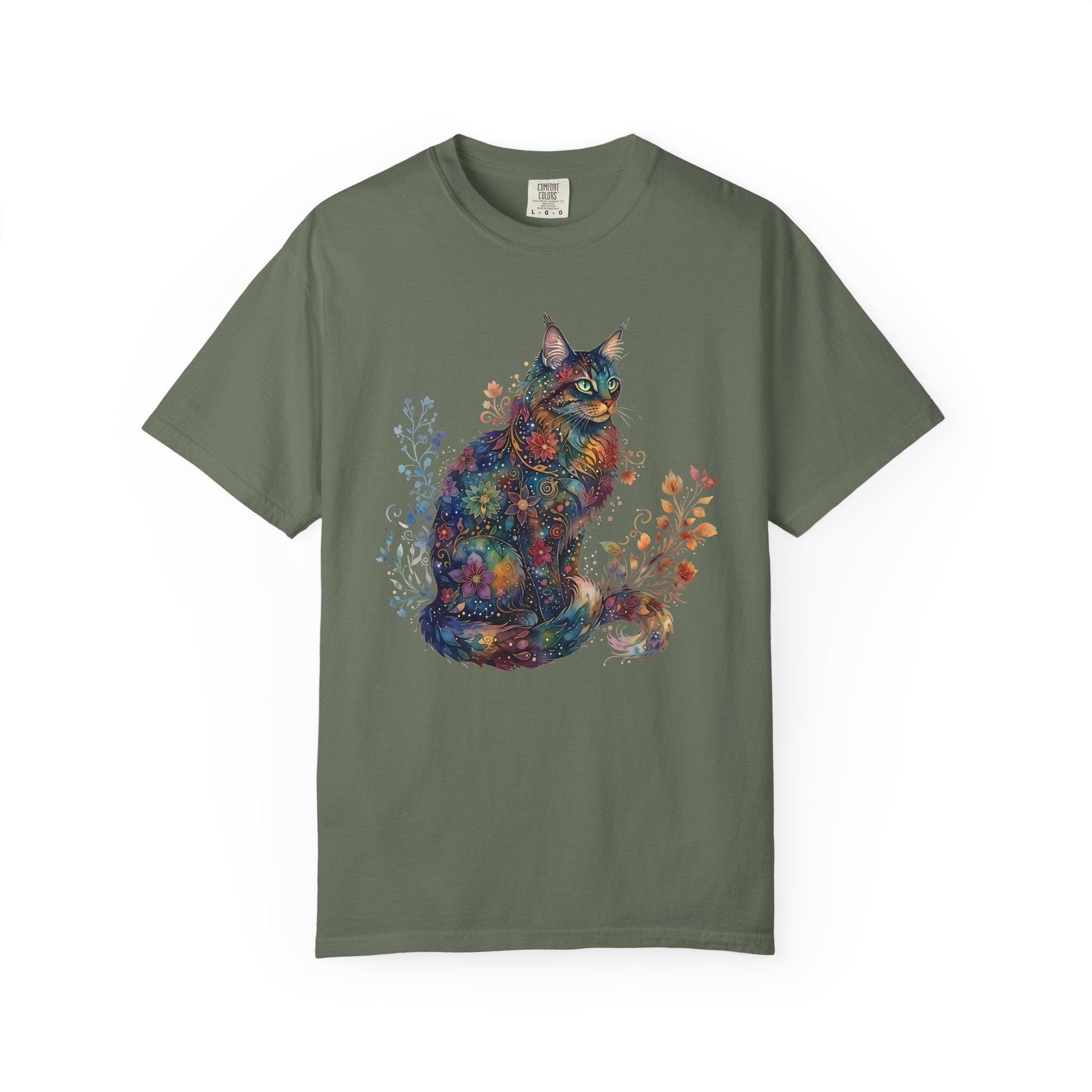 Mystical Floral Cat Art Galaxy Pattern Design [Comfort Colors]