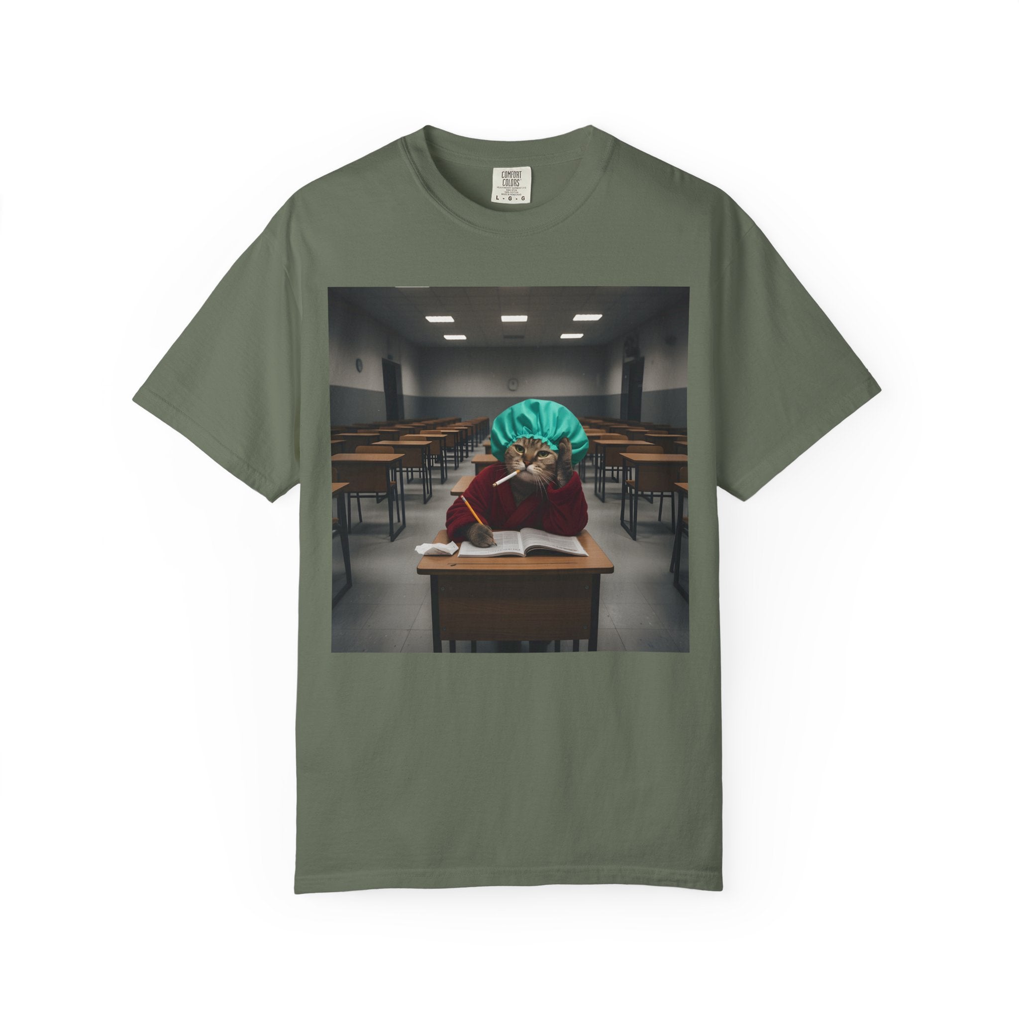 Bored Cat Student in Classroom [Comfort Colors]