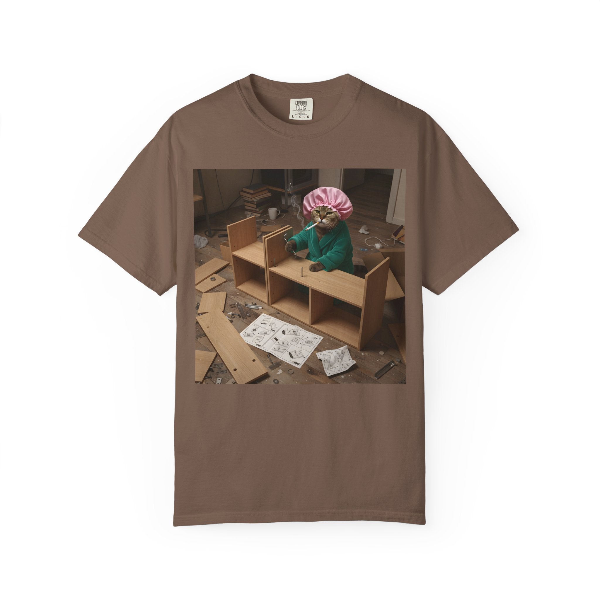 Stressed Cat Assembling Furniture [Comfort Colors]