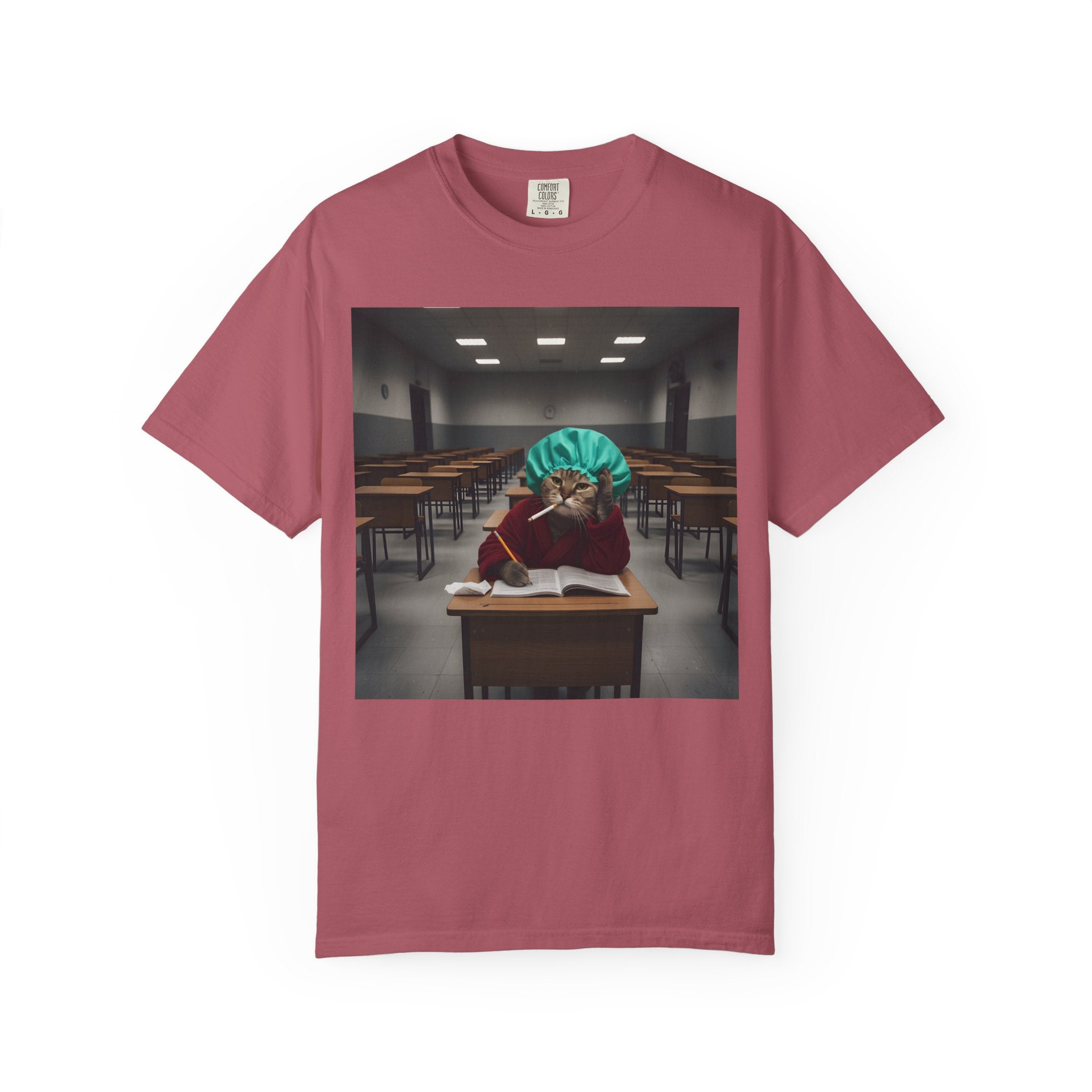 Bored Cat Student in Classroom [Comfort Colors]