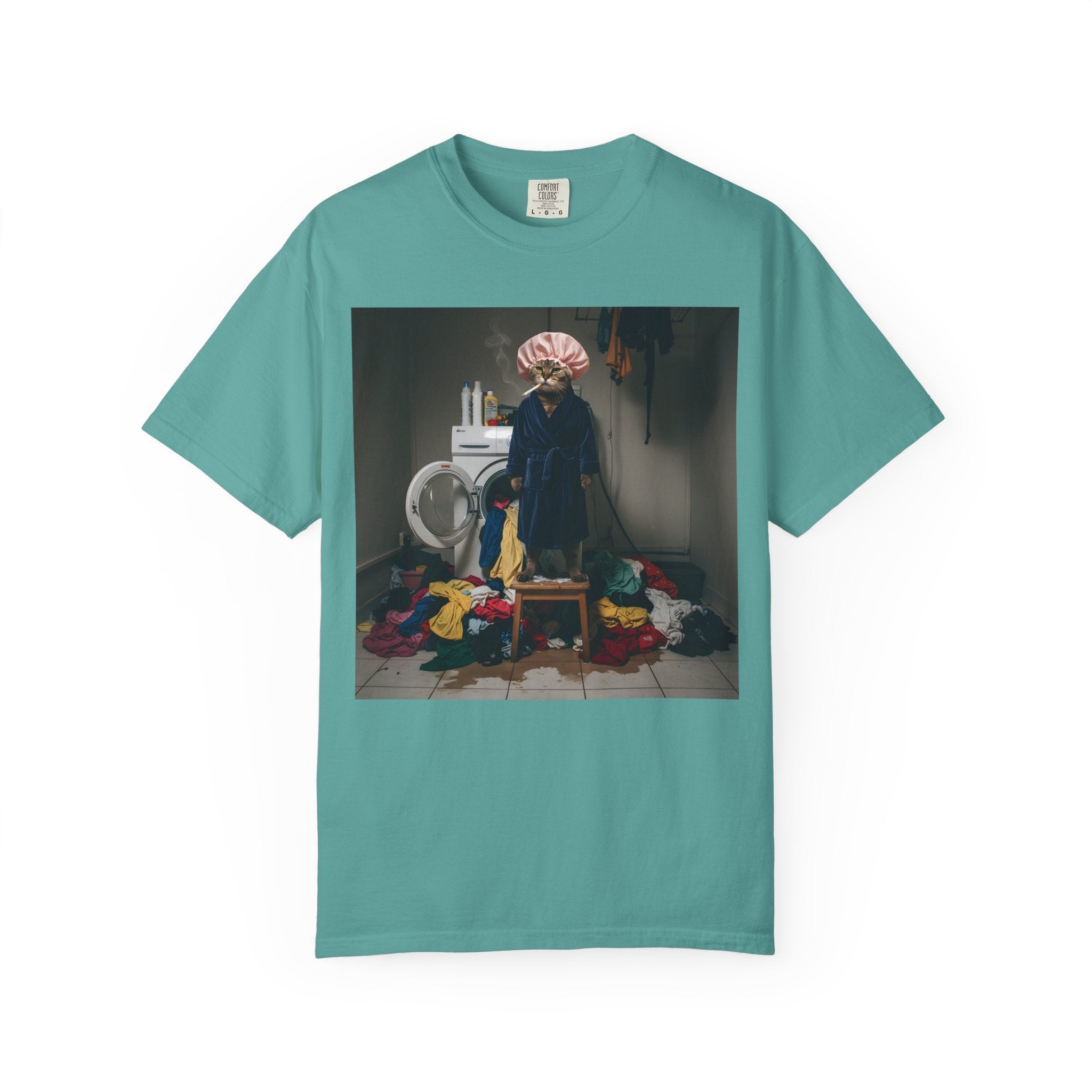 Overwhelmed Cat Doing Laundry [Comfort Colors]