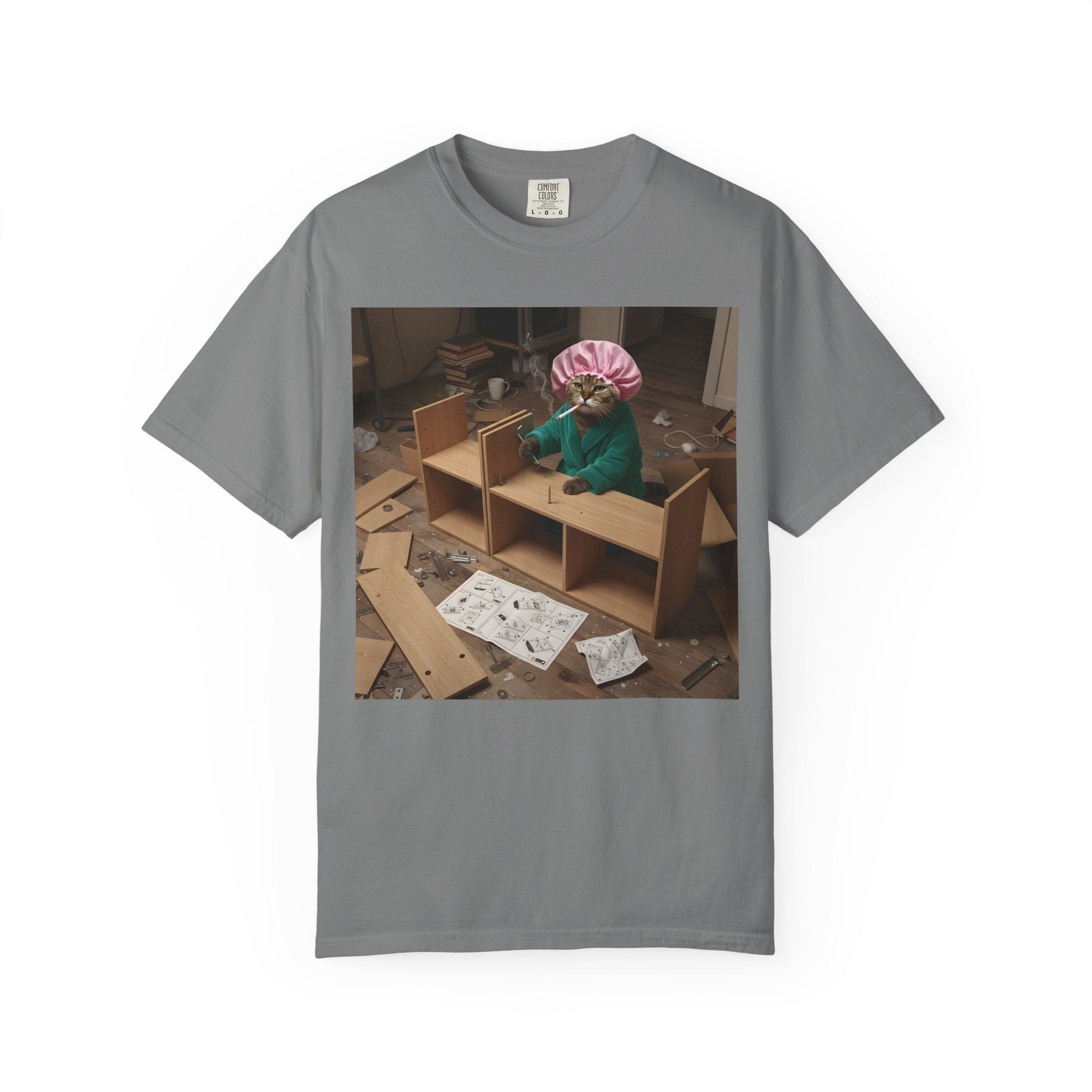 Stressed Cat Assembling Furniture [Comfort Colors]