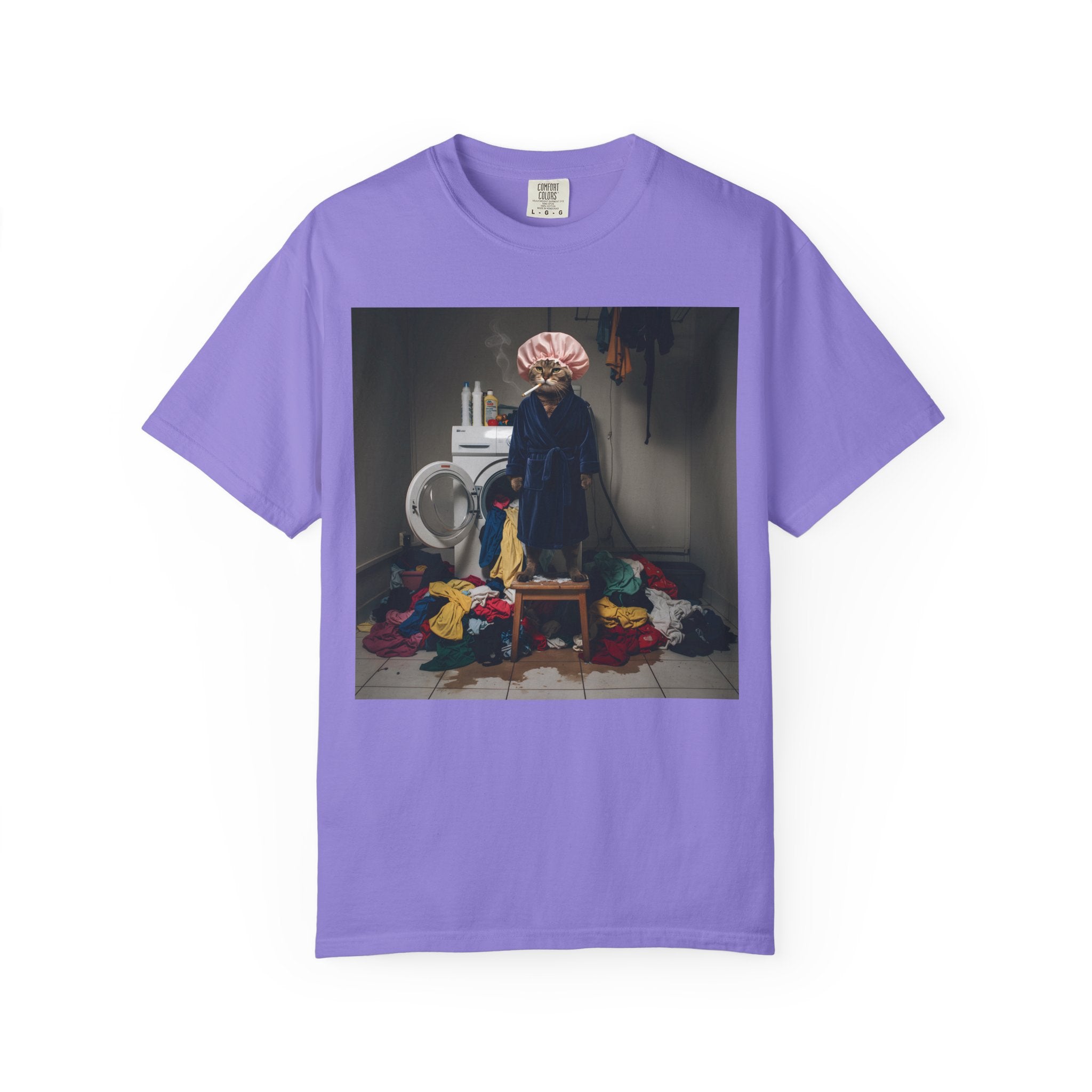 Overwhelmed Cat Doing Laundry [Comfort Colors]